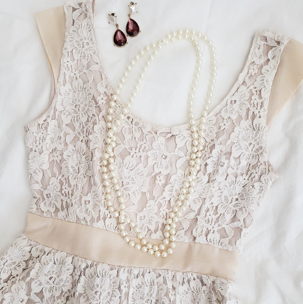 American Eagle cream lace crochet mini dress